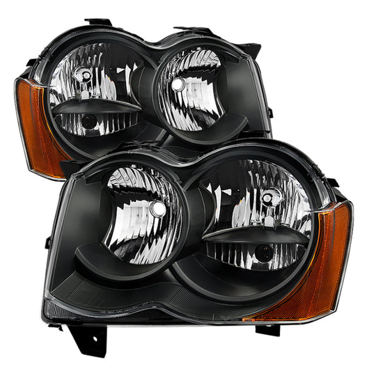 Xtune Jeep Grand Cherokee 08-10 Halogen Model OnlyOEM Style Headlights Black HD-JH-JGC08-AM-BK - 9034510