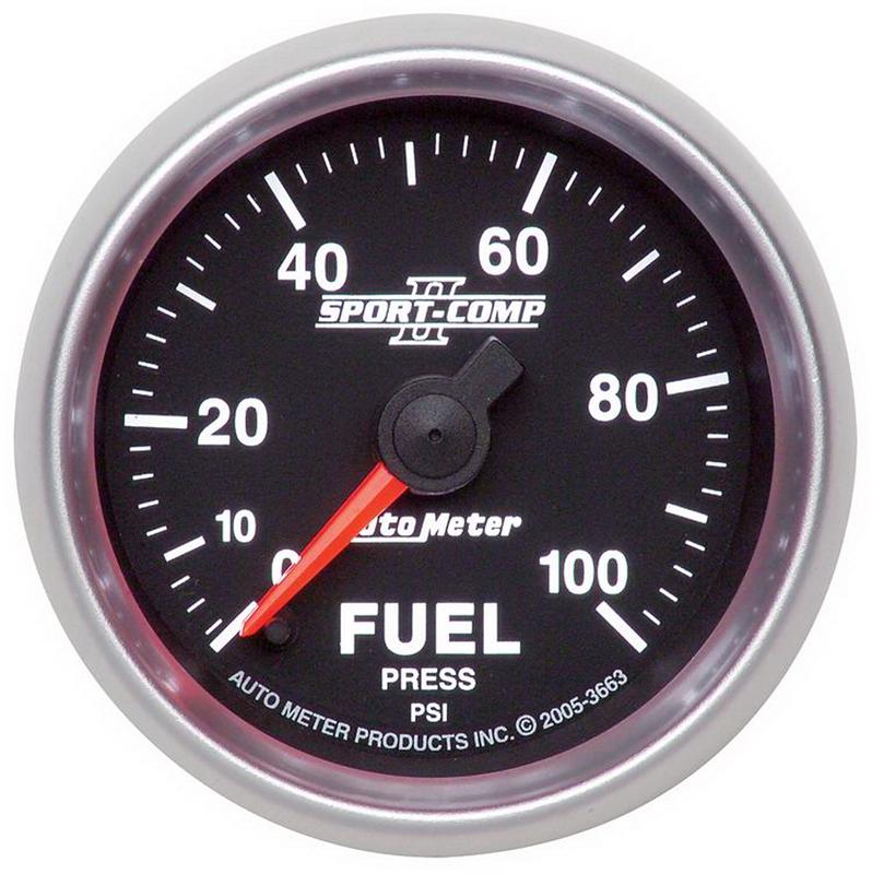 AutoMeter Autometer Sport-Comp II 52mm 0-100 PSI Full Sweep Electronic Fuel Pressure Gauge (3663)