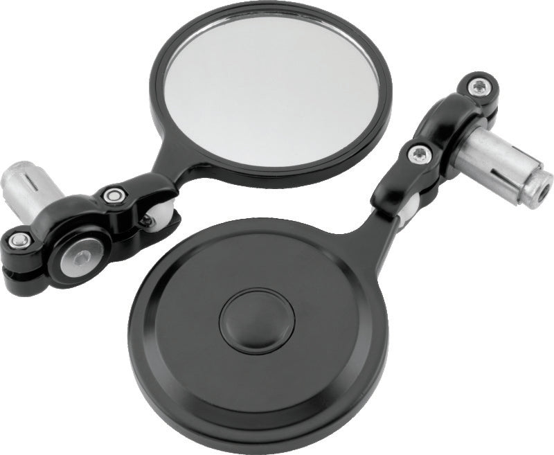 BikeMaster AB BikeMaster Barend Mirror Folding 7/18in Handlebars - Pair - Black (600300)
