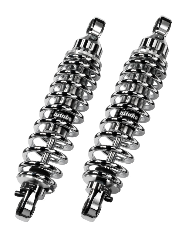 Bitubo Suspension Bitubo WME4 Twinshocks Adjustable: Spring Preload, Reb., Length 261mm, (Std -35mm), Chrome Edition (Y0041WME43)