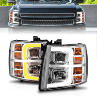 ANZO ANZO 2007-2013 Chevrolet Silverado 1500 Projector w/ Light Bar Chrome Housing w/ Sequential (111546)
