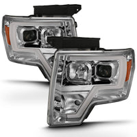 ANZO ANZO 2009-2014 Ford F-150 Projector Headlight Plank Style Chrome Amber (111444)