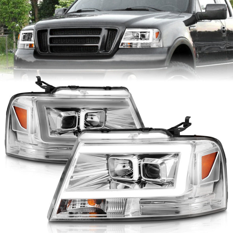 ANZO ANZO 2004-2008 Ford  F-150 Projector Headlights w/ Light Bar Chrome Housing (111542)