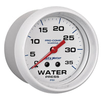 AutoMeter B Autometer AutoGage 2-5/8in. / 35 PSI Mechanical Water Press Gauge - Marine White (200773)