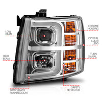 ANZO ANZO 2007-2013 Chevrolet Silverado 1500 Projector w/ Light Bar Chrome Housing w/ Sequential (111546)