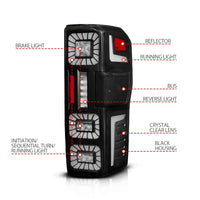 ANZO Z ANZO 23-26 Ford Super Duty LED Tail Light Seq Signal- Black Full- Pair (311492X)
