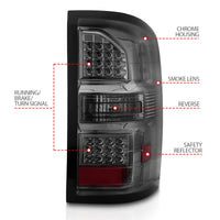 ANZO ANZO 2014-2018 GMC Sierra LED Tail Lights Black Housing Smoke Lens (311398)