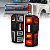 ANZO Z ANZO 23-26 Ford Super Duty LED Tail Light Seq Signal- Black Full- Pair (311492X)