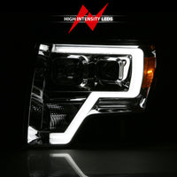 ANZO ANZO 2009-2014 Ford F-150 Projector Headlight Plank Style Chrome Amber (111444)