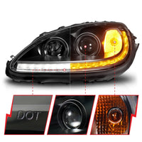 ANZO ANZO 05-13 Chevrolet Corvette Projector Headlights w/switchback & Sequential LED - Black Amber (121571)