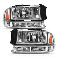 ANZO ANZO 1997-2004 Dodge Dakota Crystal Headlight Set Chrome Amber (111455)