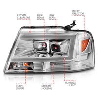 ANZO ANZO 2004-2008 Ford  F-150 Projector Headlights w/ Light Bar Chrome Housing (111542)