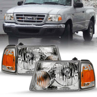 ANZO ANZO 2001-2011 Ford Ranger Crystal Headlight Chrome w/Corner Lights (OE Replacement) (111484)