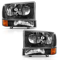 ANZO ANZO 2000-2004 Ford Excursion Crystal Headlight w/ Corner Light Black Amber (w/o Bulb) (111457)
