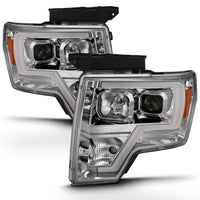 ANZO ANZO 2009-2014 Ford F-150 Projector Headlight Plank Style Chrome Amber (111444)