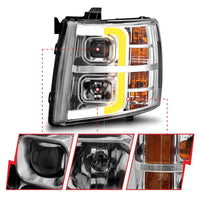 ANZO ANZO 2007-2013 Chevrolet Silverado 1500 Projector w/ Light Bar Chrome Housing w/ Sequential (111546)