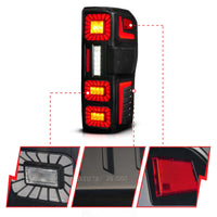ANZO Z ANZO 23-26 Ford Super Duty LED Tail Light Seq Signal- Black Full- Pair (311492X)