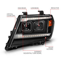ANZO ANZO 09-20 Nissan Frontier Black Projector Plank Style DRL w/ Switchback & Sequential LED DRL (111597)