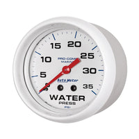 AutoMeter B Autometer AutoGage 2-5/8in. / 35 PSI Mechanical Water Press Gauge - Marine White (200773)