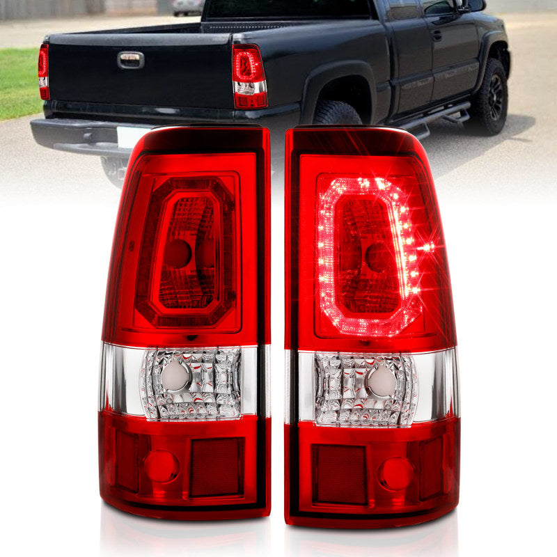 ANZO ANZO 1999-2002 Chevy Silverado 1500 LED Taillights Plank Style Chrome With Red/Clear Lens (311326)