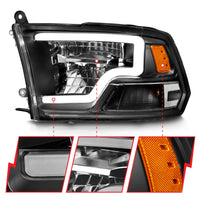 ANZO ANZO 2009-2020 Dodge Ram 1500 Full LED Square Projector Headlights w/ Chrome Housing Black Amber (111539)