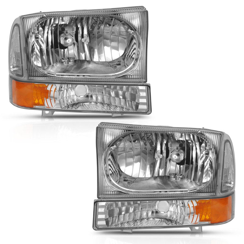 ANZO ANZO 2000-2004 Ford Excursion Crystal Headlight w/ Corner Light Chrome Amber (w/o Bulb) (111458)