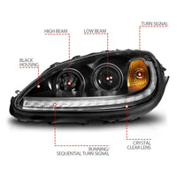 ANZO ANZO 05-13 Chevrolet Corvette Projector Headlights w/switchback & Sequential LED - Black Amber (121571)