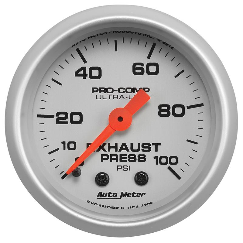AutoMeter Autometer Ultra-Lite 52mm 0-100 PSI Mechanical Exhaust Pressure Gauge (4326)