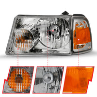 ANZO ANZO 2001-2011 Ford Ranger Crystal Headlight Chrome w/Corner Lights (OE Replacement) (111484)