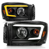 ANZO ANZO 06-09 Dodge RAM 1500/2500/3500 Headlights Black Housing/Clear Lens (w/Switchback Light Bars) (111526)