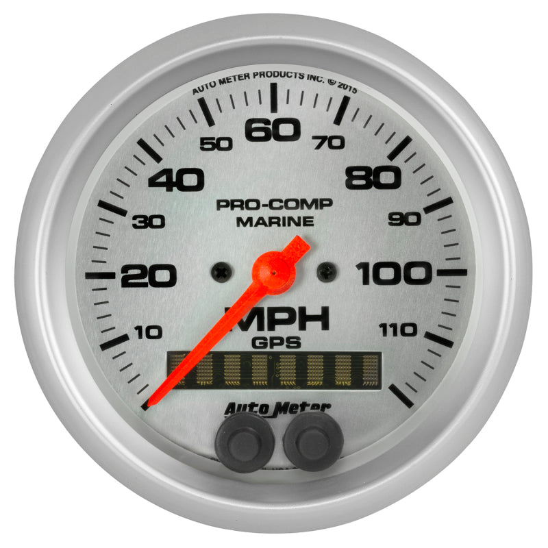 AutoMeter B Autometer Marine Silver Ultra-Lite 3-3/8in 120MPH GPS Speedometer Gauge (200637-33)