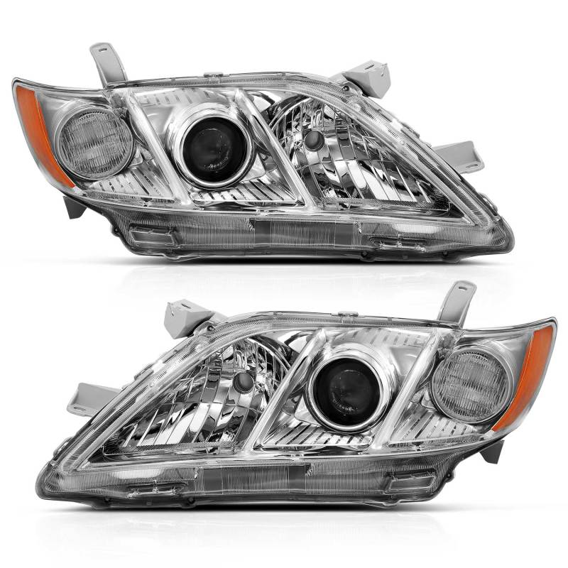 ANZO ANZO 2007-2009 Toyota Camry Projector Headlight Chrome Amber (OE Replacement) (121551)