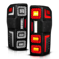 ANZO Z ANZO 23-26 Ford Super Duty LED Tail Light Seq Signal- Black Full- Pair (311492X)