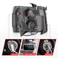 ANZO ANZO 2007-2013 Chevrolet Silverado 1500 Projector w/ Light Bar Chrome Housing w/ Sequential (111546)