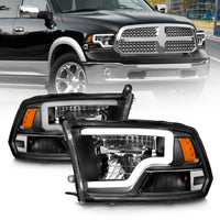 ANZO ANZO 2009-2020 Dodge Ram 1500 Full LED Square Projector Headlights w/ Chrome Housing Black Amber (111539)