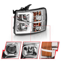ANZO ANZO 2007-2013 Chevy Silverado 1500 Projector Plank Style Chrome Amber (111481)