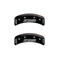 MGP 4 Caliper Covers Engraved Front Gen 4/Camaro Engraved Rear Gen 4/Z28 Black finish silver ch - 14026SZ84BK