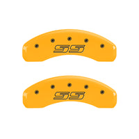 MGP 4 Caliper Covers Engraved Front & Rear Silverado style/SS Black finish silver ch - 14002SSS3BK
