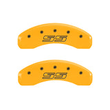 MGP 4 Caliper Covers Engraved Front & Rear Silverado style/SS Black finish silver ch - 14004SSS3BK