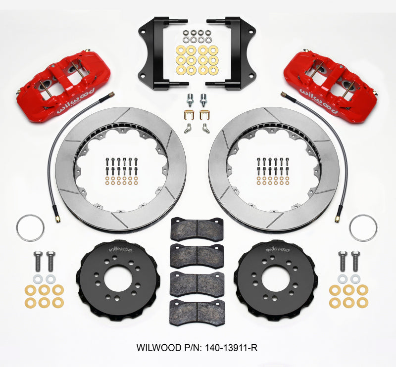 Wilwood AERO6 Front Hat Kit 15.00 Red 2014-up Corvette C7 w/Lines - 140-13911-R