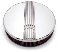 Edelbrock Air Cleaner Classic Series Round Aluminum Top Cloth Element 14In Dia X 3 9In Polished - 4117
