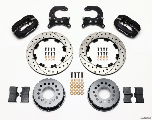 Wilwood Forged Dynalite P/S Rear Kit Drilled Rotor Chev 12 Bolt w C-Clips - 140-2112-BD