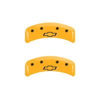 MGP 4 Caliper Covers Engraved Front & Rear Bowtie Yellow Finish Black Char 1997 Chevrolet Camaro - 14026SBOWYL