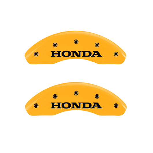 MGP Front set 2 Caliper Covers Engraved Front Honda Yellow finish black ch - 20208FHONYL