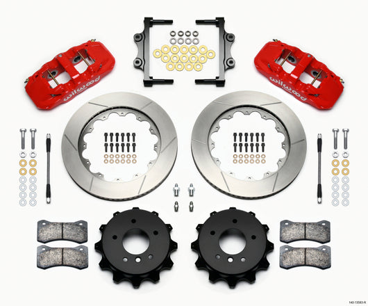 Wilwood AERO4 Rear Kit 14.00 Red 2007-2011 BMW E90 Series w/Lines - 140-13583-R