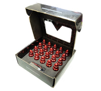 NRG 500 Series M12 X 1.5 Bullet Shape Steel Lug Nut Set - 21 Pc w/Lock Key - Red - LN-LS500RD-21