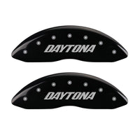 MGP 4 Caliper Covers Engraved Front & Rear Daytona Black finish silver ch - 12001SDAYBK