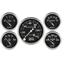 Auto Meter Gauge Kit 5 pc. 3 1/8in & 2 1/16in Mechanical Speedometer Old Tyme Black - 1708