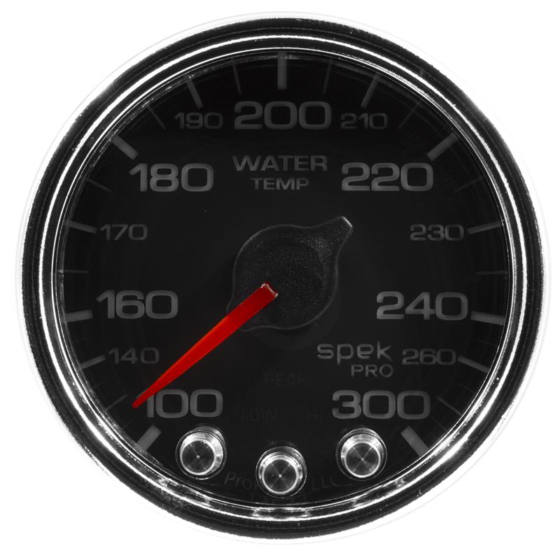 Autometer Spek-Pro Gauge Water Temp 2 1/16in 300f Stepper Motor W/Peak & Warn Blk/Chrm - P34631