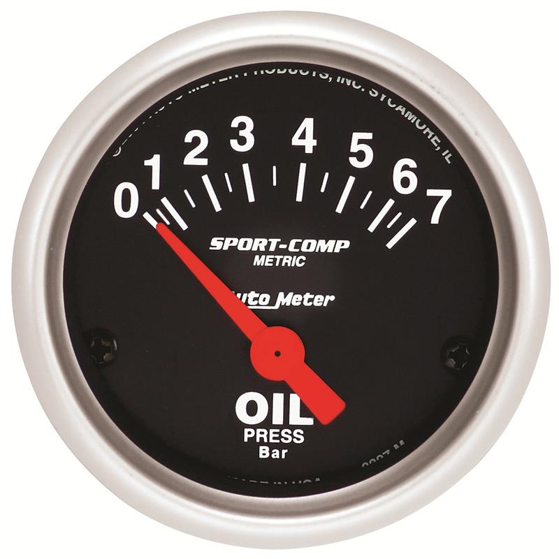Autometer Sport-Comp 52mm 0-7 Bar Short Sweep Electronic Oil Pressure Gauge - 3327-M